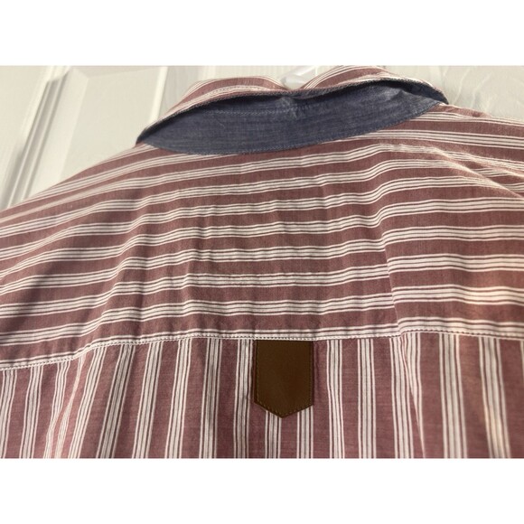 Orvis Women’s Small Dusty Rose Striped Shirt Leather Trim Long Sleeve Button Up - Picture 10 of 15